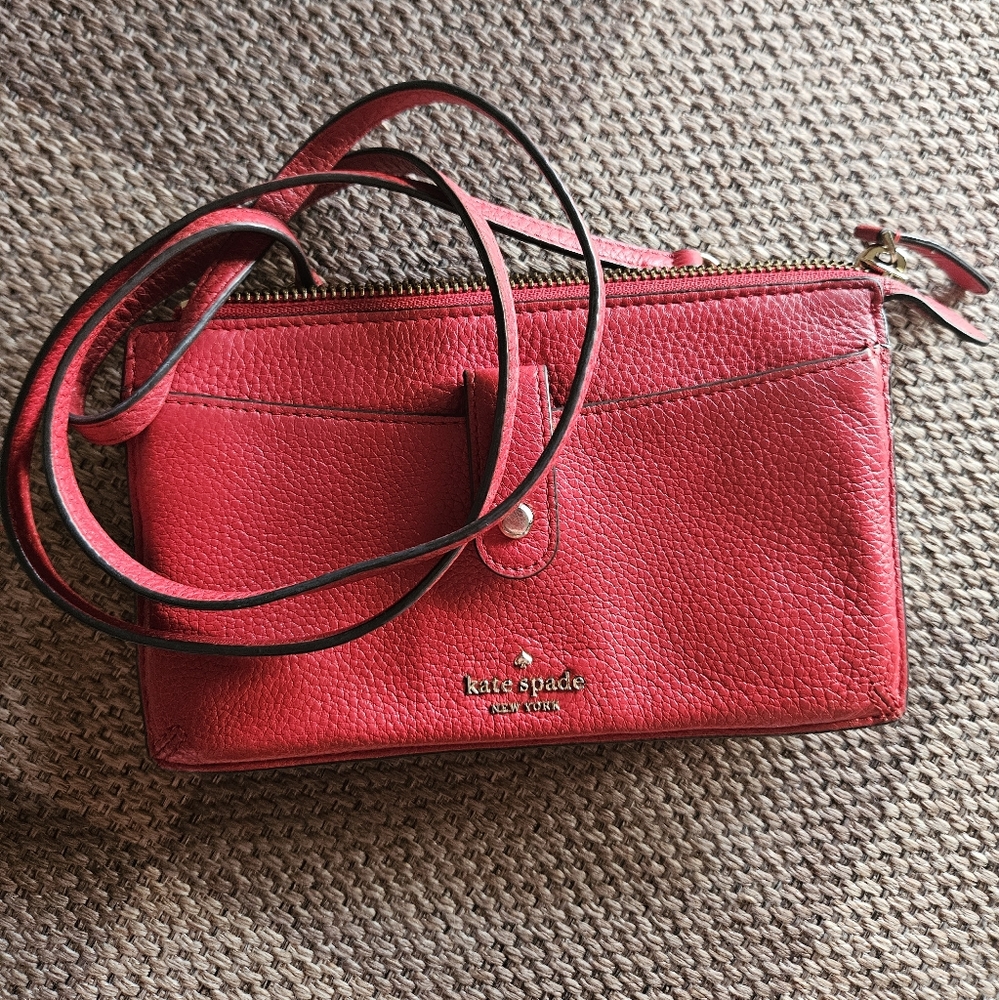Kate Spade Red Leather Crossbody Wallet